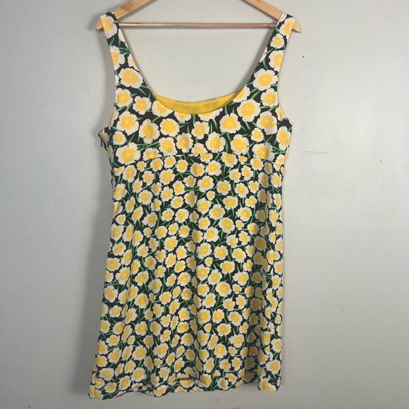 Diane von Furstenberg for Target 90s Shift Yellow Poppy Mini Dress Women's Sz 12 - Picture 5 of 7